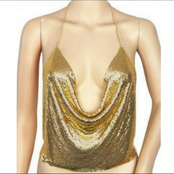 Gold Chain Halter Top - Picture 2 of 3